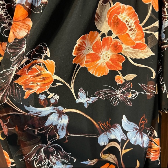 NWOT Black Floral Long Sleeve Sheer Chiffon Dress - Who What Wear - Picture 7 of 7